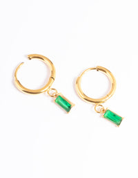 Gold Plated Surgical Steel Square Cubic Zirconia Hoop Earrings - link has visual effect only