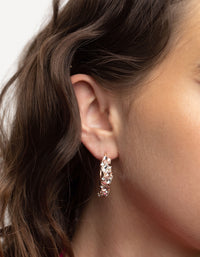 Rose Gold Mini Cluster Diamante Hoop Earrings - link has visual effect only