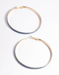 Blue Narrow Glitter Hoop Earrings - link has visual effect only