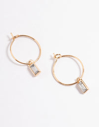 Gold Baguette Drop Hoop Earrings - link has visual effect only