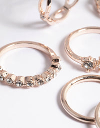 Rose Gold Diamante Row Mix Ring 8-Pack - link has visual effect only