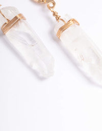 Gold Clear Quartz Raw Shard Huggie Earrings - link has visual effect only