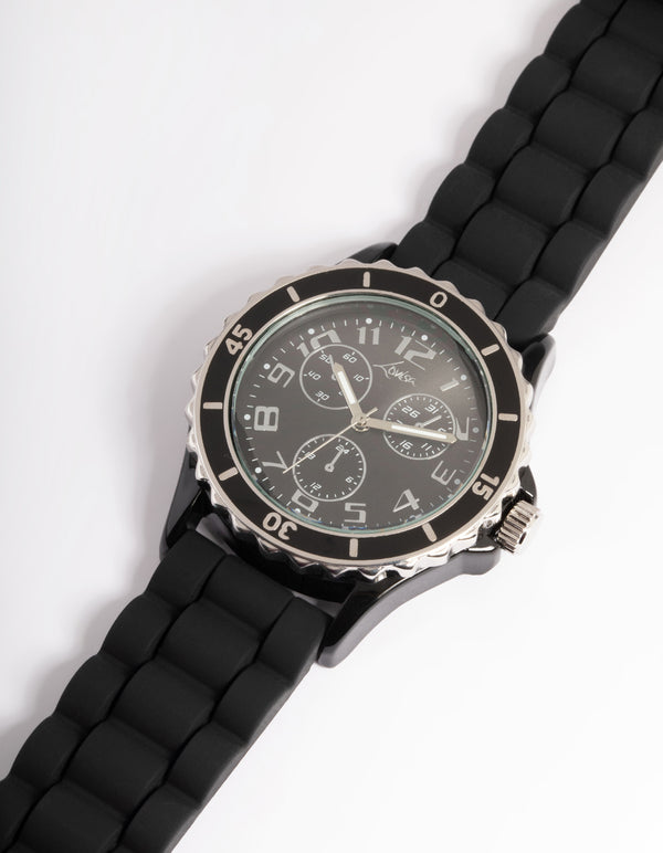 Black Silicone Sport Watch