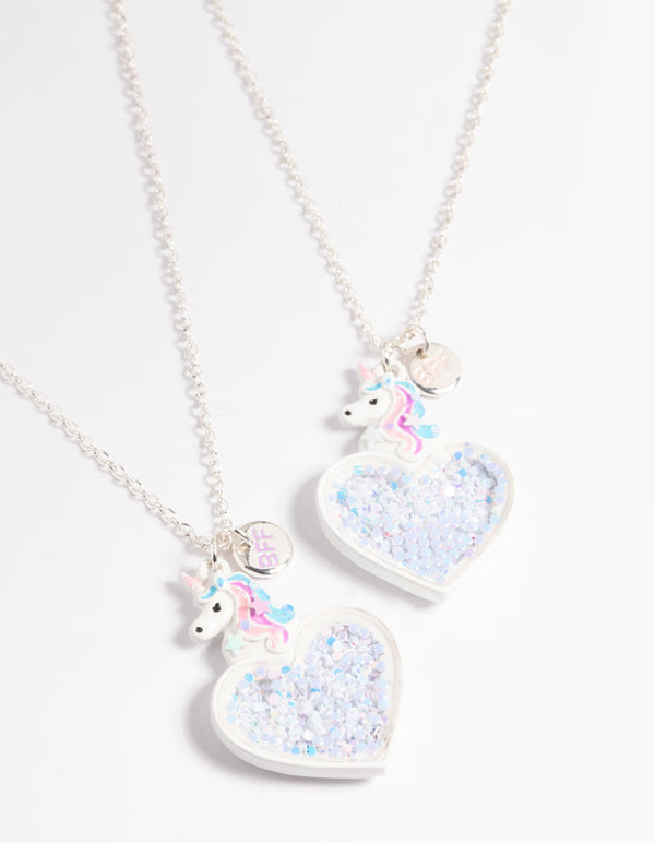 Kids Silver Unicorn Shaker BFF Necklace Pack