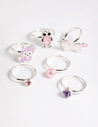 Kids Silver Animal Motif Ring 6-Pack - link has visual effect only