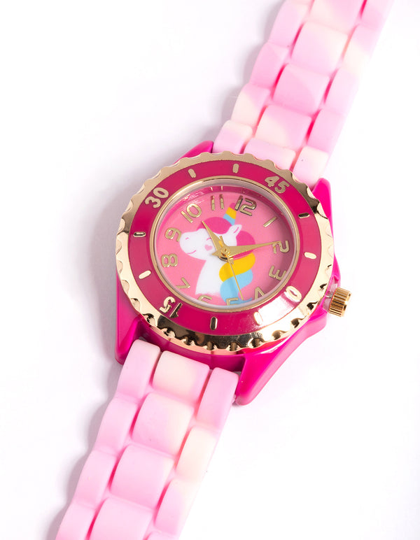 Kids Pink Unicorn Silicone Strap Watch