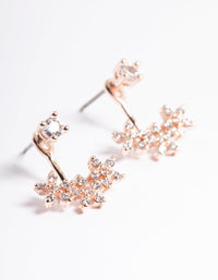 Rose Gold Plated Cubic Zirconia Flower Jacket Earring - link has visual effect only