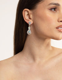 Silver Flower Stud Teardrop Earrings - link has visual effect only