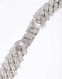 Rhodium Diamante Miami Chain Necklace - link has visual effect only