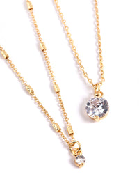 Gold Plated Delicate Cubic Zirconia Necklace Pack - link has visual effect only