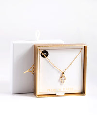 Gold Plated Cubic Zirconia Cross Ball Necklace - link has visual effect only