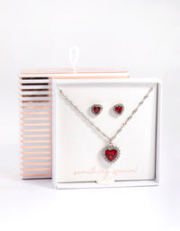 Silver Heart Halo & Stud Earrings - link has visual effect only