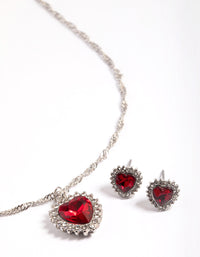 Silver Heart Halo & Stud Earrings - link has visual effect only