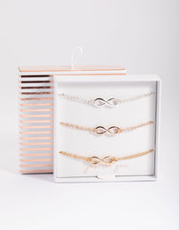 Mixed Metal Polished Infinity Bracelet Pack - link has visual effect only