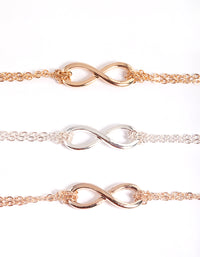 Mixed Metal Polished Infinity Bracelet Pack - link has visual effect only