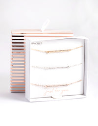 Mixed Metal Diamante Bar Bracelet Pack - link has visual effect only