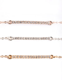 Mixed Metal Diamante Bar Bracelet Pack - link has visual effect only