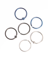 Titanium Metalic Nose Rings 6-Pack - link has visual effect only