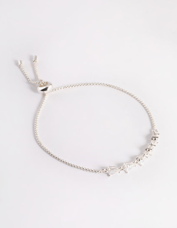 Sterling Silver Cubic Zirconia Teardrop Toggle Bracelet