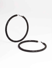 Black Jet 85mm Encrusted Hoop Earrings - link has visual effect only