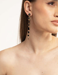 Black & Gold Long Mixed Stone Drop Earrings - link has visual effect only