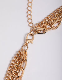 Gold Triple Row Mix Diamante Cross Necklace - link has visual effect only