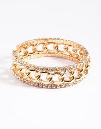 Gold Cupchain Chain Cuff Bracelet - link has visual effect only