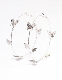 Rhodium 70cm Butterfly Hoop Earrings - link has visual effect only