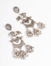 Long Antique Silver Elephant Jhumka Earrings - link has visual effect only