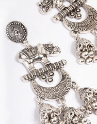 Long Antique Silver Elephant Jhumka Earrings - link has visual effect only