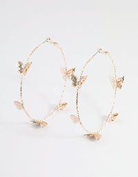 Rose Gold 70cm Butterfly Hoop Earrings - link has visual effect only