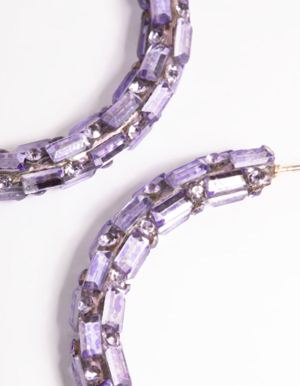 Lilac Diamante Mix Hoop Earrings