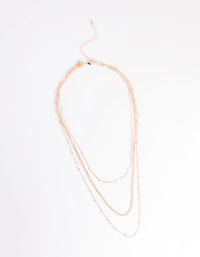 Rose Gold Dainty Multi Chain Pearl Necklace - link has visual effect only