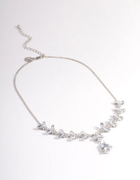 Silver Cubic Zirconia Statement Teardrop Necklace - link has visual effect only