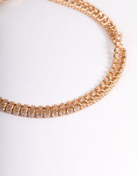 Gold Cubic Zirconia Mini Cupchain Double Row Tennis Bracelet - link has visual effect only