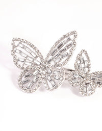 Rhodium Diamante Butterfly Clips - link has visual effect only