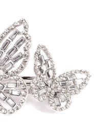 Rhodium Diamante Butterfly Clips - link has visual effect only