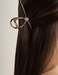 Gold Single Pearl Dainty Claw Clip - link has visual effect only