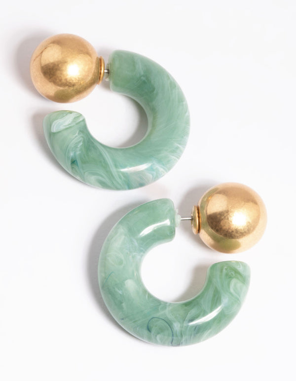 Worn Gold Resin Back & Front Hoop Earrings