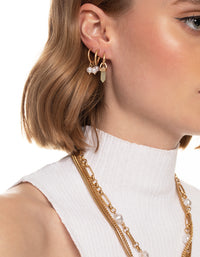 Worn Gold Shard & Pearl Pack Hoop Earrings - link has visual effect only