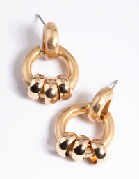 Worn Gold Small Door Knocker Earrings - link has visual effect only