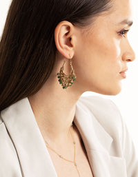 Worn Gold Green Beaded Chandbali Earrings - link has visual effect only