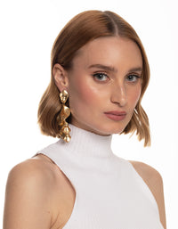 Worn Gold Metal Petal Drop Earrings - link has visual effect only