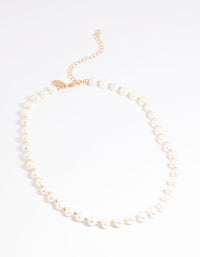 Worn Gold Freshwater Pearl & Bead Necklace - link has visual effect only