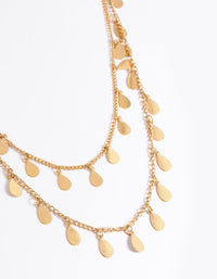 Worn Gold Multi Disc Drop 2 Layer Necklace - link has visual effect only