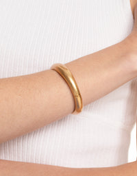 Worn Gold Rounded Hinge Cuff Bangle - link has visual effect only