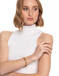 Worn Gold Rounded Hinge Cuff Bangle - link has visual effect only