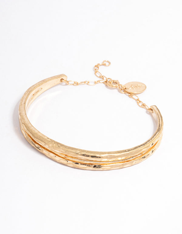 Worn Gold Molten Cuff Bangle