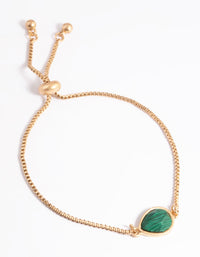 Worn Gold Green Teardrop Toggle Bracelet - link has visual effect only