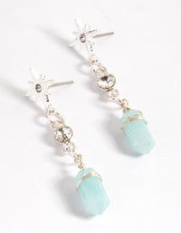 Silver Green Fluorite Star Shard Drop Earrings - link has visual effect only